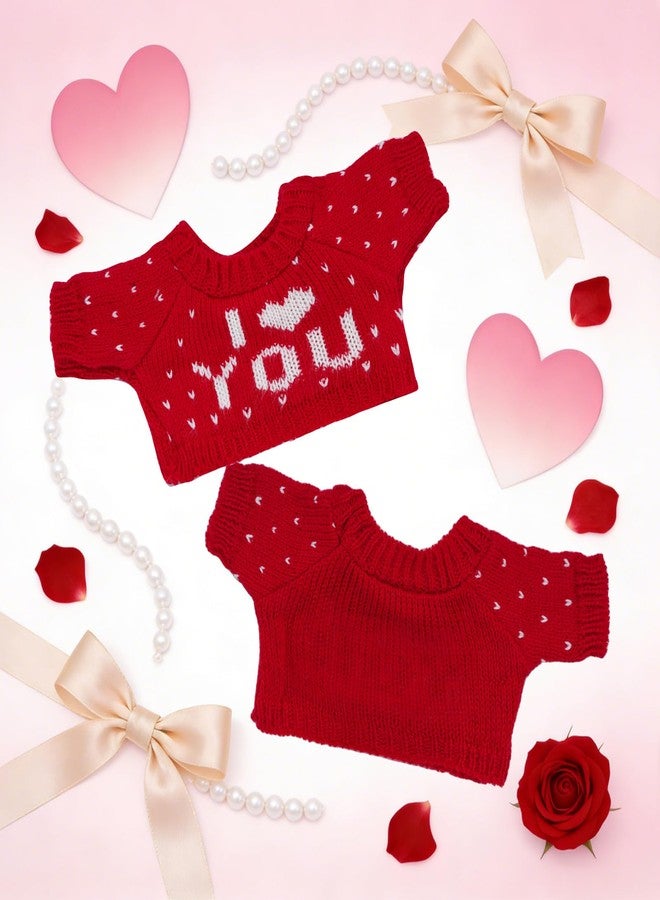 Rbenxia 2 Pieces Guinea Pig Costume Knitted Sweater Ferret Clothes 4.2 Inches Bunny Clothes for Dog Small Animal Outfit (One Size, Valentine's Day) - Image 3